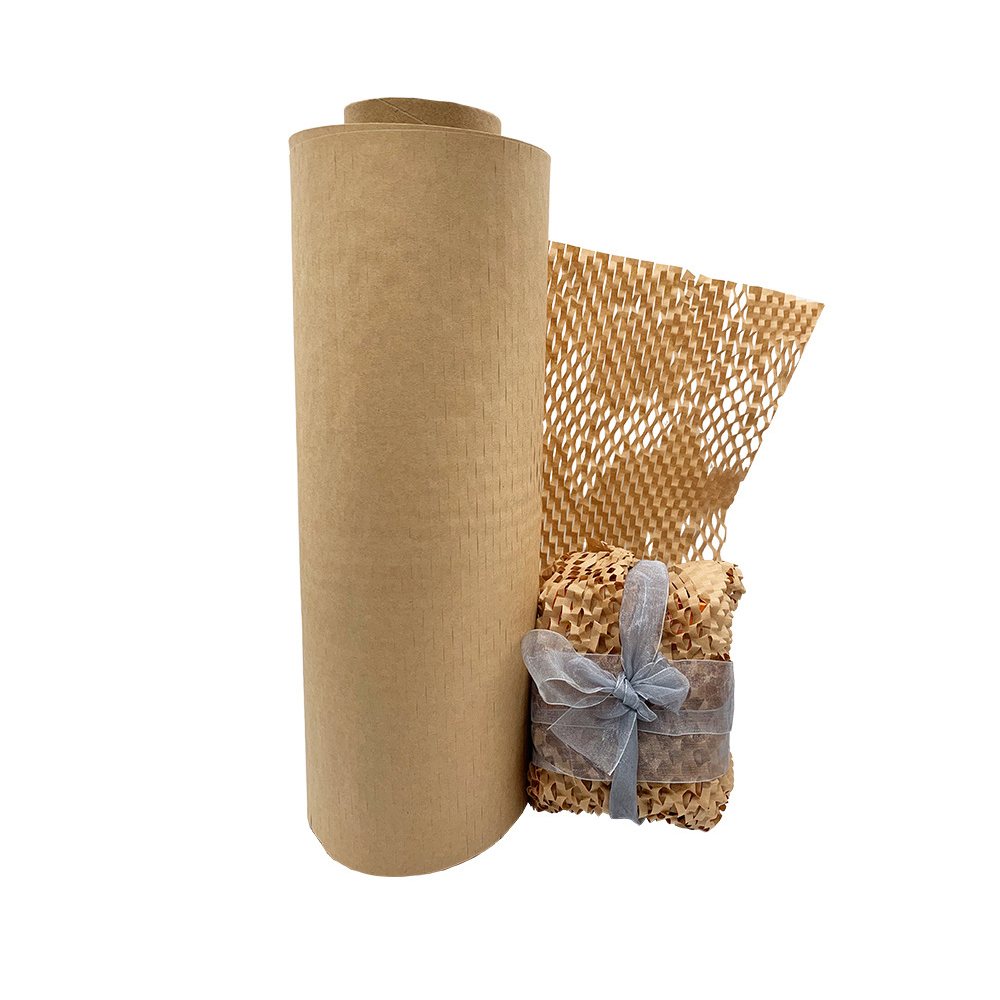 50m Brown Honeycomb Packing Paper Roll for Moving Shipping Packaging Materials Width 30cm