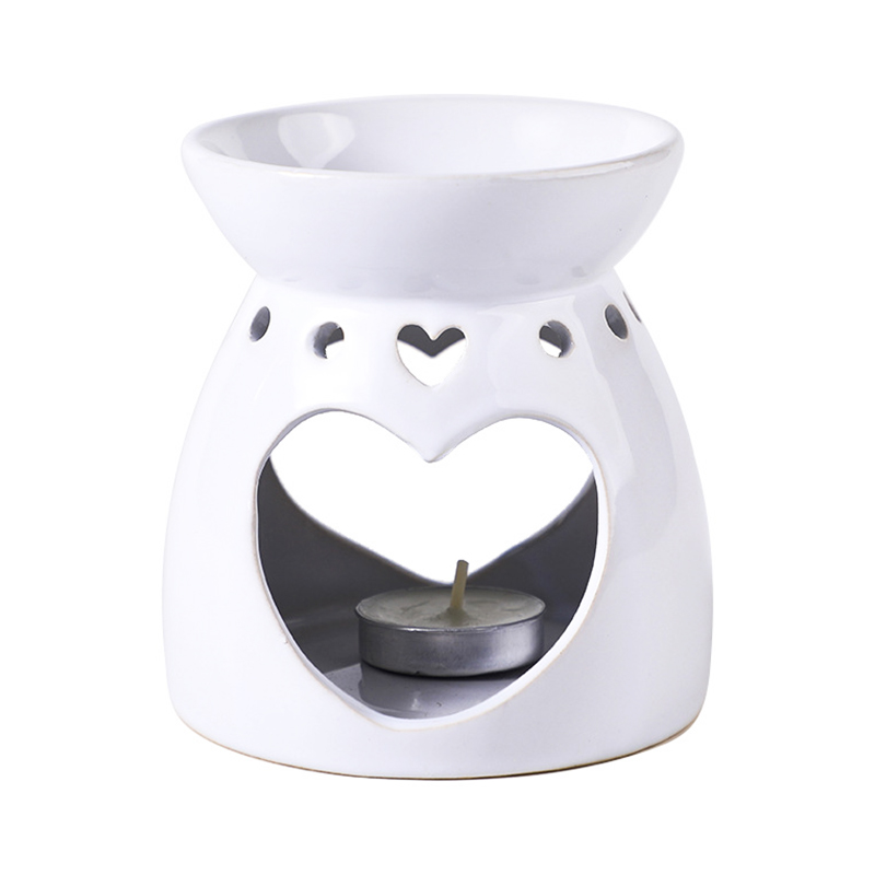 Ceramic Tea Light Candle Holder Heart Shape Candles Holder Essential Oil Burner Wax Melt Burner 10.5 x 10 x 10cm