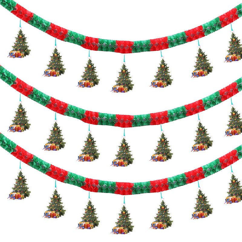 Christmas Banner Bunting Garland Hanging Flag for XMAS Home Party Tree Decor - Tree