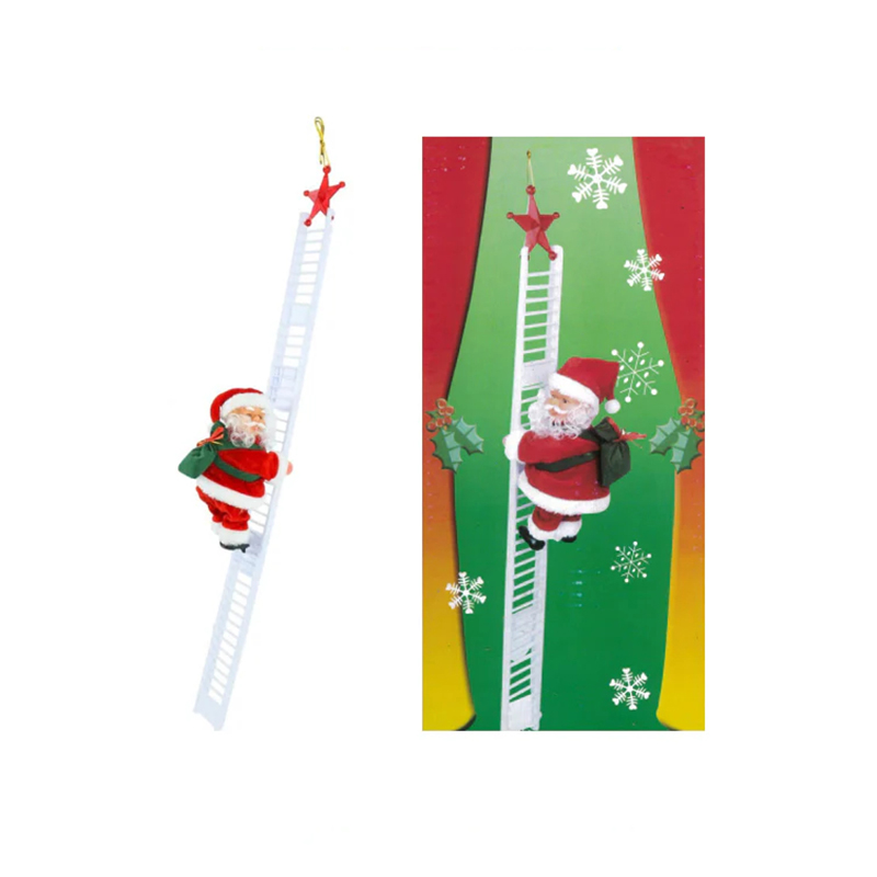 Christmas Climbing Santa Claus with Backpack on Ladder 72cm