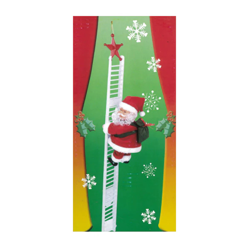 Christmas Climbing Santa Claus with Backpack on Ladder 72cm