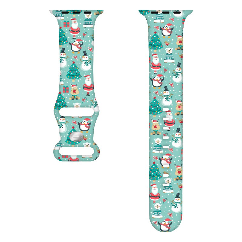 Christmas Silicone Sport Band Wrist Strap Pattern Snow Christmas for iWatch 42/44/45mm