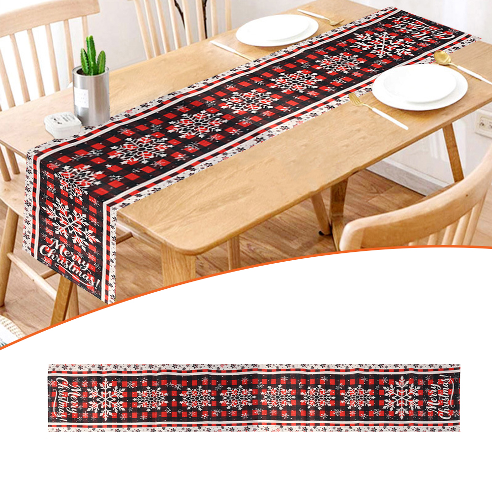 Christmas Table Runner Table Snowflake Dining Party Placemat Table Flag for Christmas Festival Decor