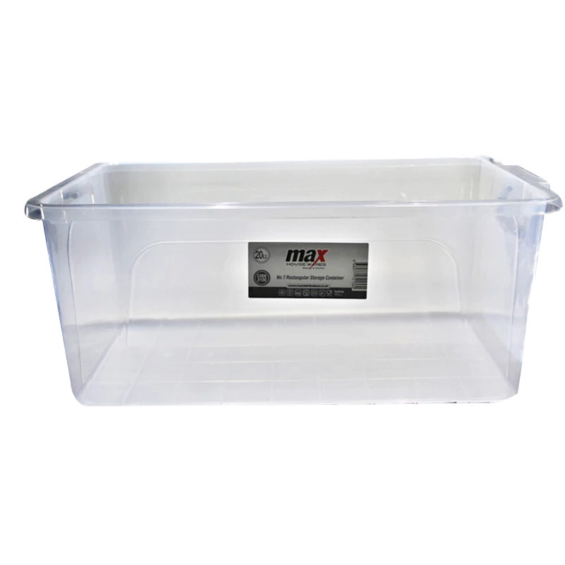 Clear Plastic Rectangle Storage Box with Lid and Latch 20 Litre 47 x 30 x 20 cm