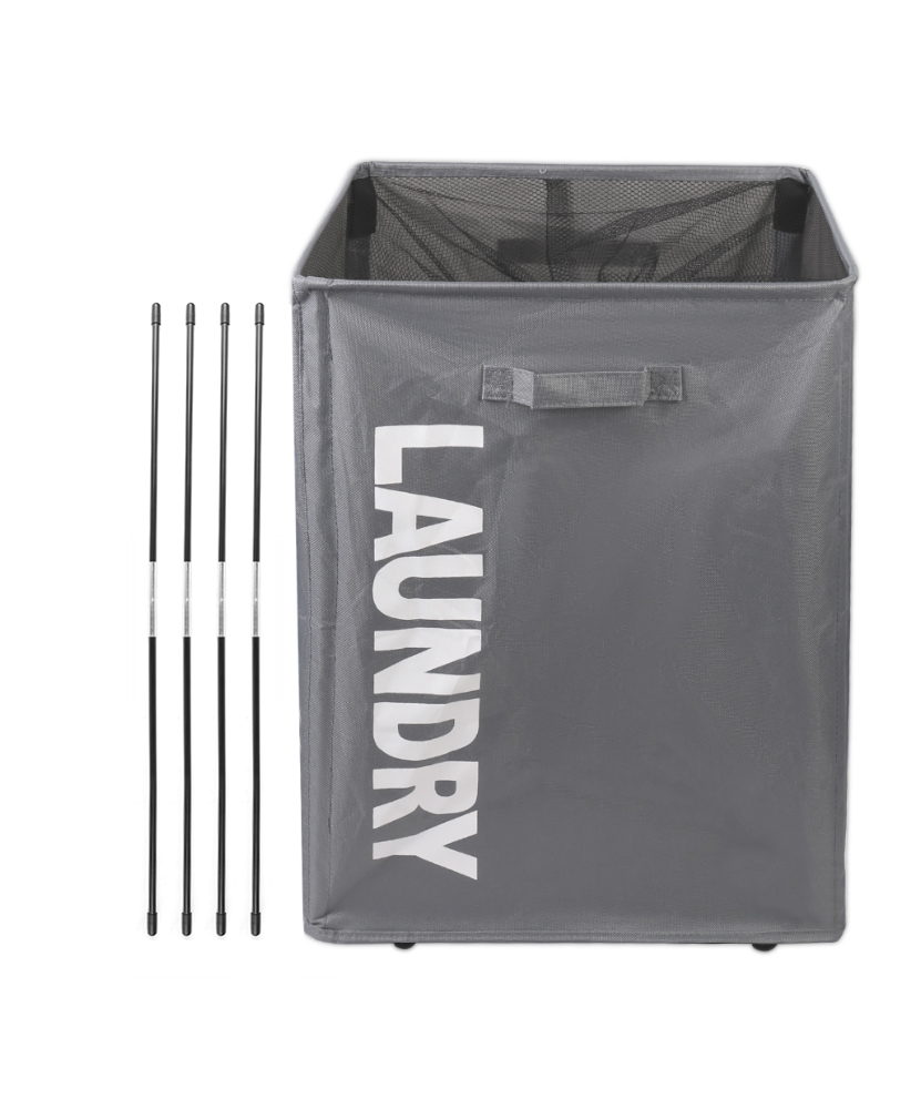 Collapsible Laundry Basket on Wheels Washing Clothes Bin Slim Rolling Hamper - Grey