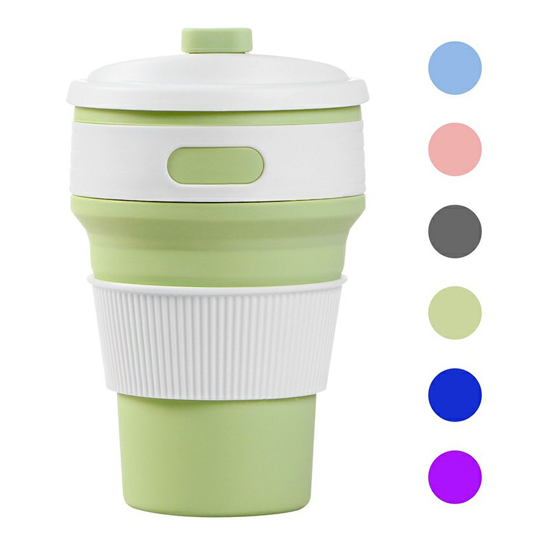 Collapsible Silicone Telescopic Water Bottle Foldable Portable Leakproof Cup - Green