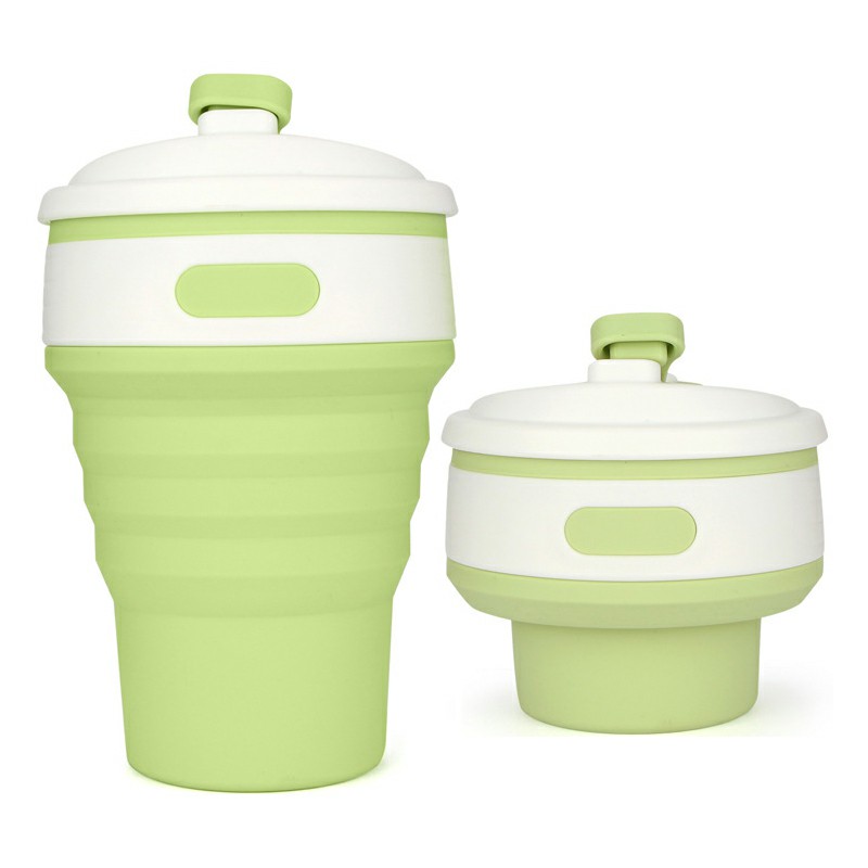 Collapsible Silicone Telescopic Water Bottle Foldable Portable Leakproof Cup - Green