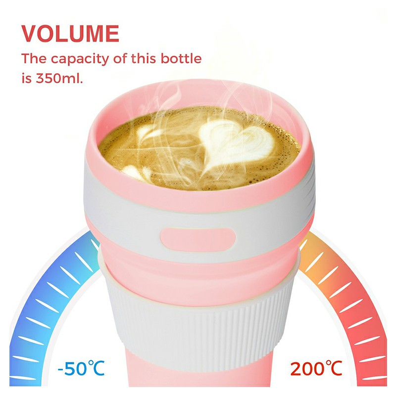 Collapsible Silicone Telescopic Water Bottle Foldable Portable Leakproof Cup - Pink