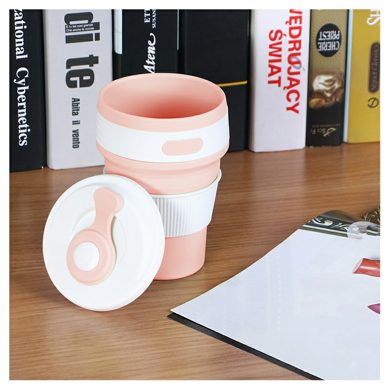 Collapsible Silicone Telescopic Water Bottle Foldable Portable Leakproof Cup - Pink