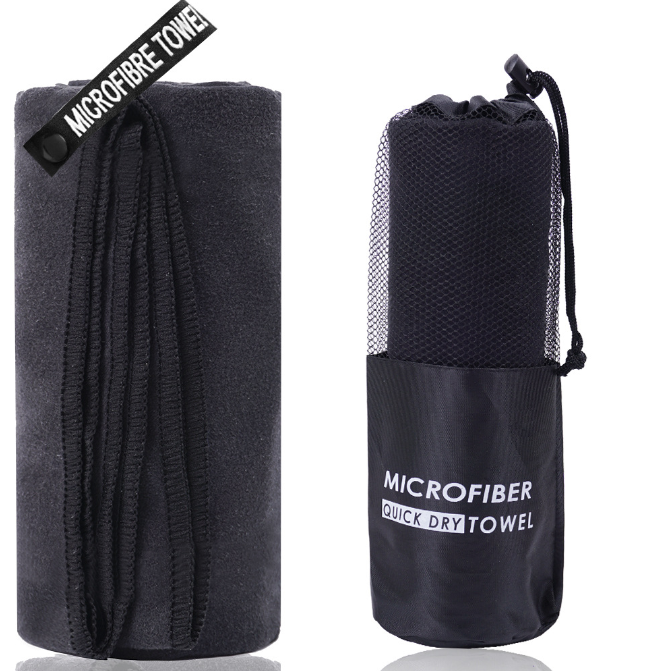 Compact Fast Drying Microfibre Beach Towel for Travel Camping Swimming 80*180cm - Black