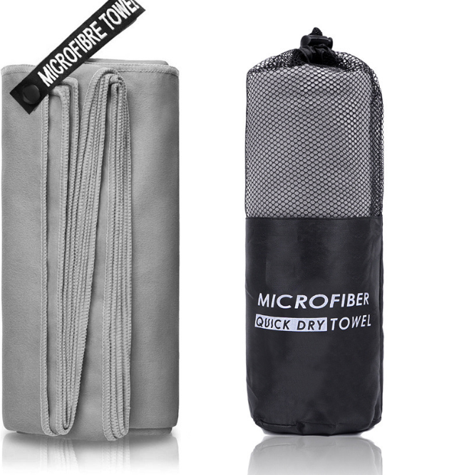 Compact Fast Drying Microfibre Beach Towel for Travel Camping Swimming 80*180cm - Grey