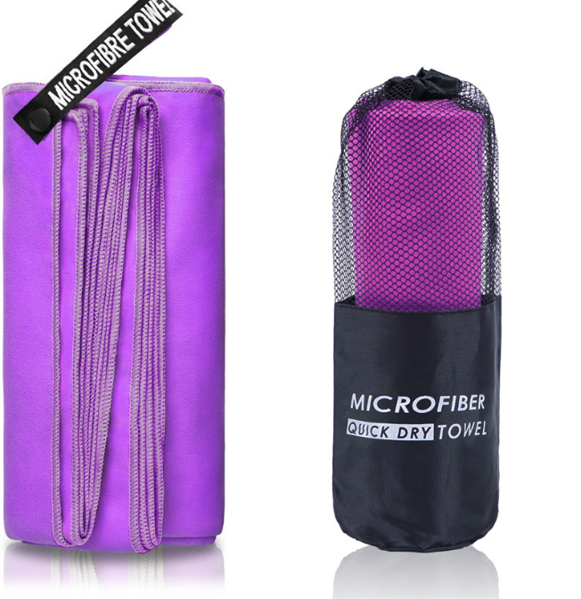 Compact Fast Drying Microfibre Beach Towel for Travel Camping Swimming 80*180cm - Purple
