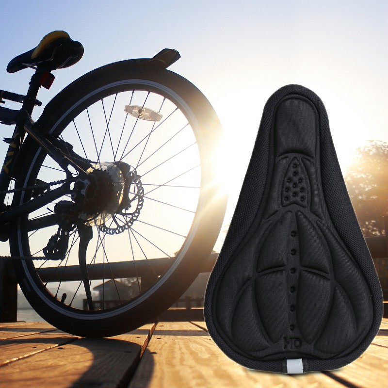 Cycling Bicycle Bike Silicone Saddle 3D Seat Cover Cushion Soft Pad - Black