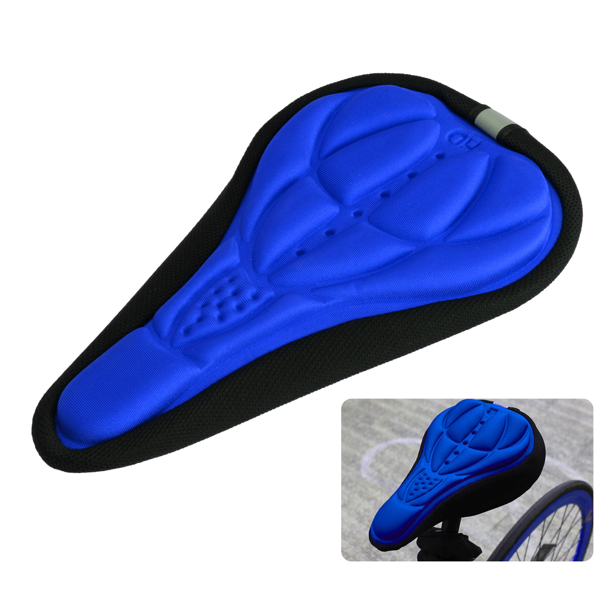 Cycling Bicycle Bike Silicone Saddle 3D Seat Cover Cushion Soft Pad - Blue