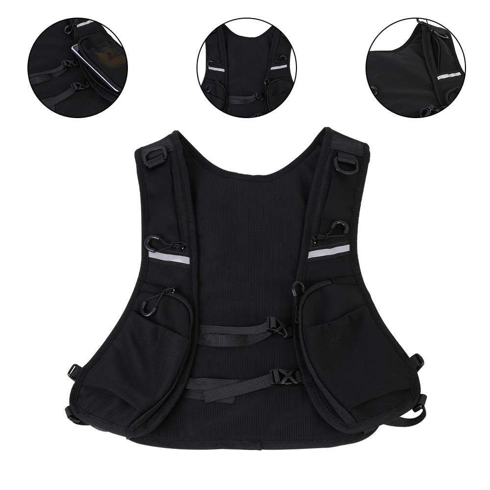 Cycling Running Vest Bag Reflective Hydration Vest Storage Bag Lightweight Backpack - Black