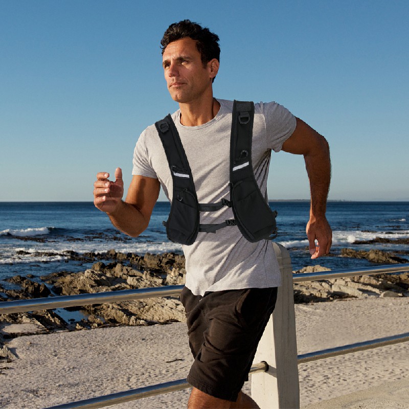 Cycling Running Vest Bag Reflective Hydration Vest Storage Bag Lightweight Backpack - Black