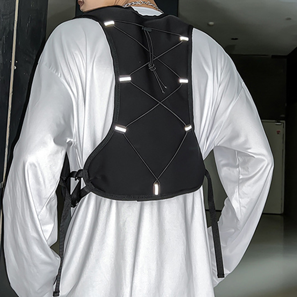 Cycling Running Vest Bag Reflective Hydration Vest Storage Bag Lightweight Backpack - Black
