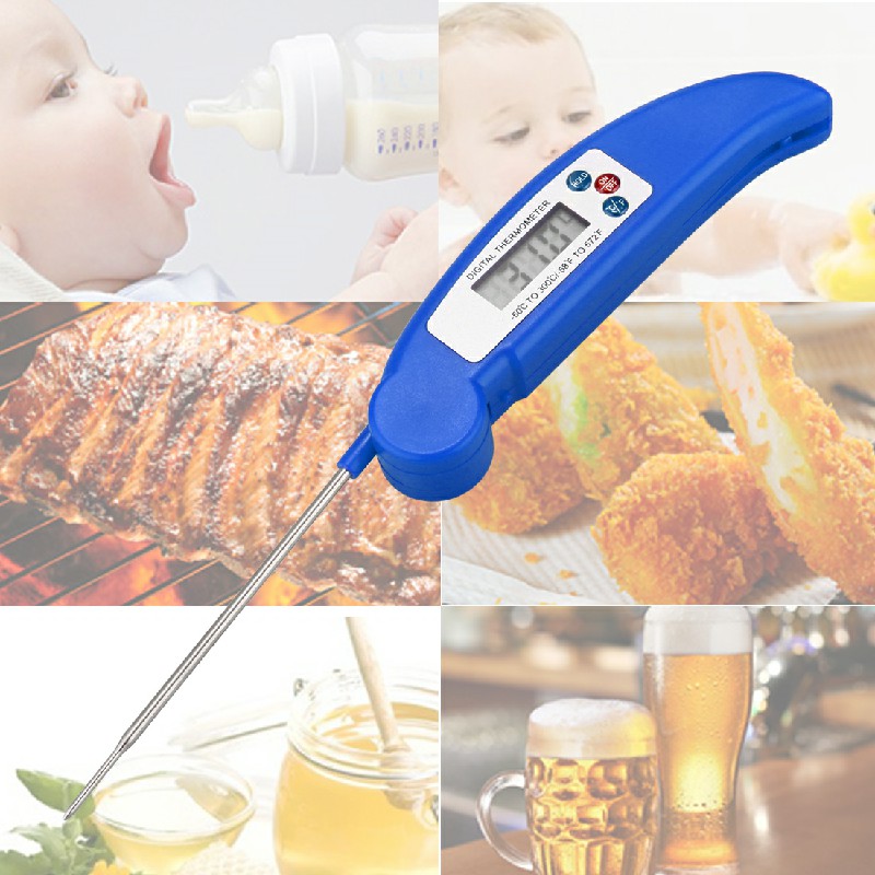 Digital Food Thermometer Probe for BBQ Meat Turkey Jam - Blue