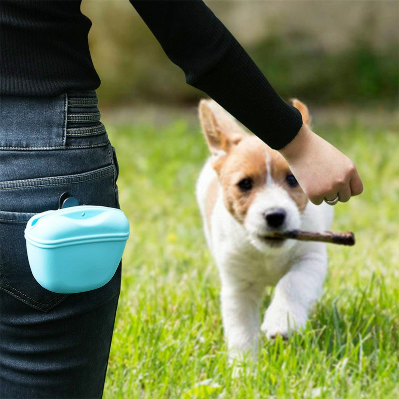 Dog Food Treat Bag Waist Storage Holder Walking Dog Training - Blue