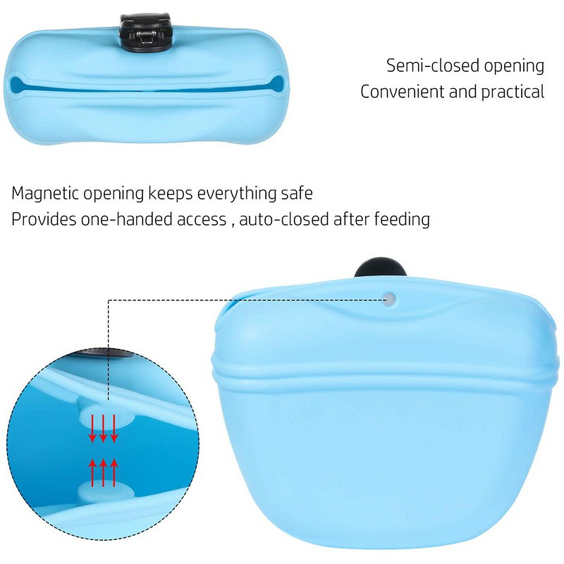 Dog Food Treat Bag Waist Storage Holder Walking Dog Training - Blue