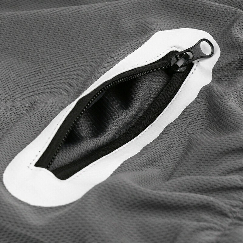 Double Layer Running Training Shorts Fitness Bottoms with Pockets - Grey XL