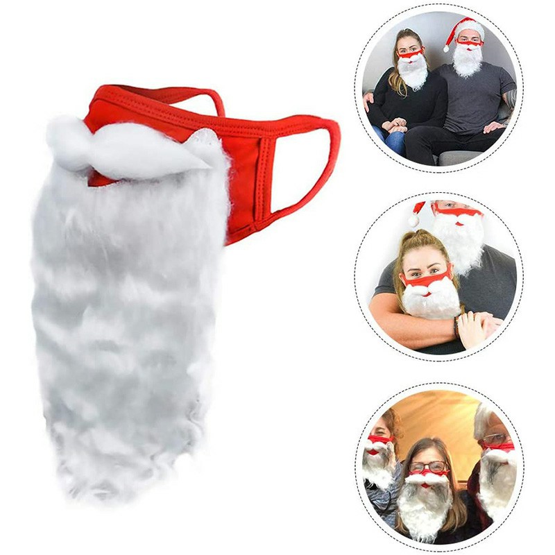 Encased Holiday Santa Beard Face Mask Costume for Adults for One Size fits All