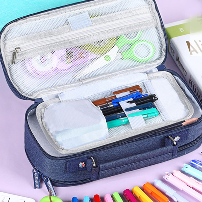 Expandable Pencil Case Large Capacity Pen Case for Office College School Bags - Pink