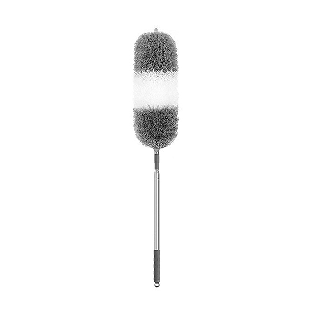 Extendable Feather Duster Long Duster Magic Cobweb Duster Brush - Grey+White