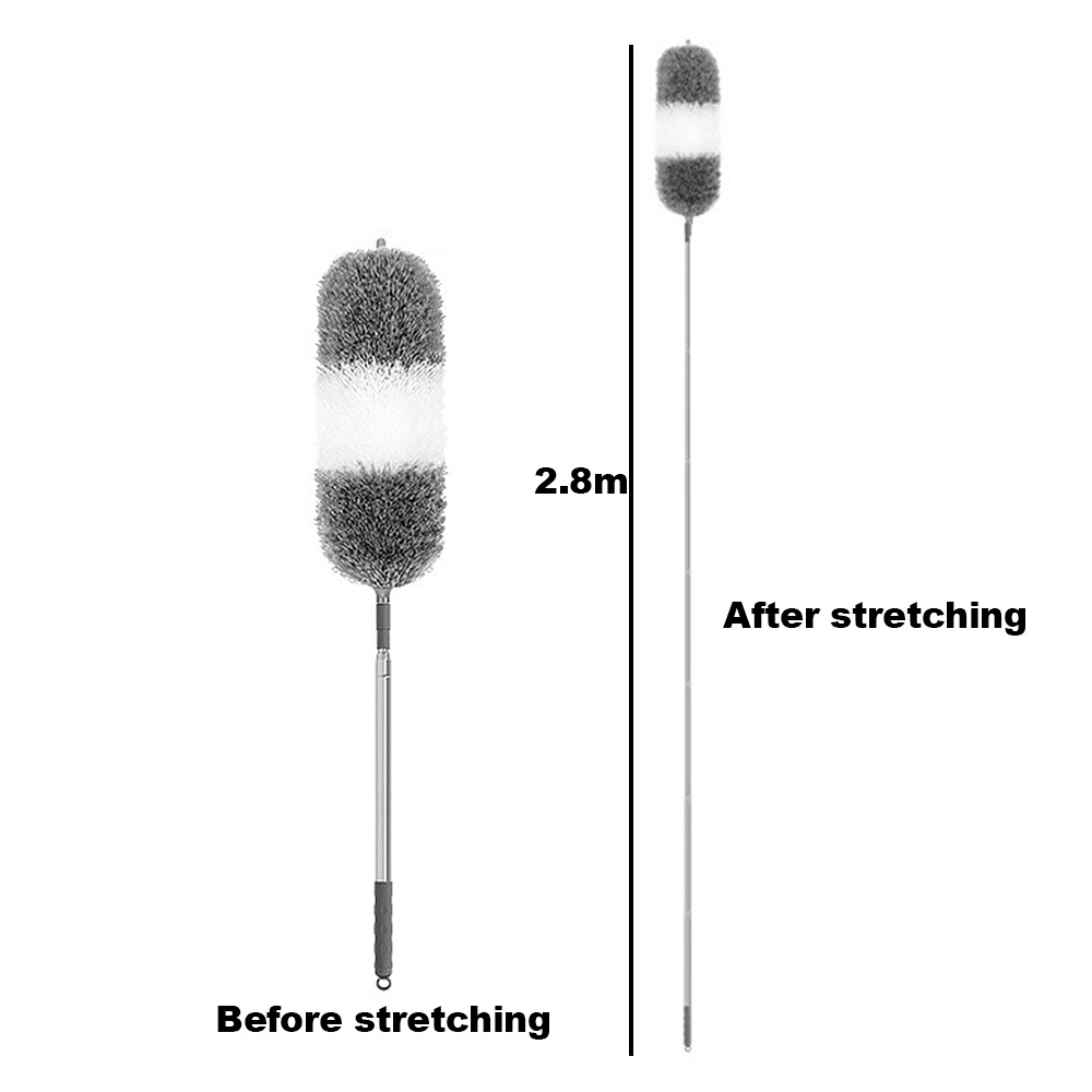 Extendable Feather Duster Long Duster Magic Cobweb Duster Brush - Grey+White