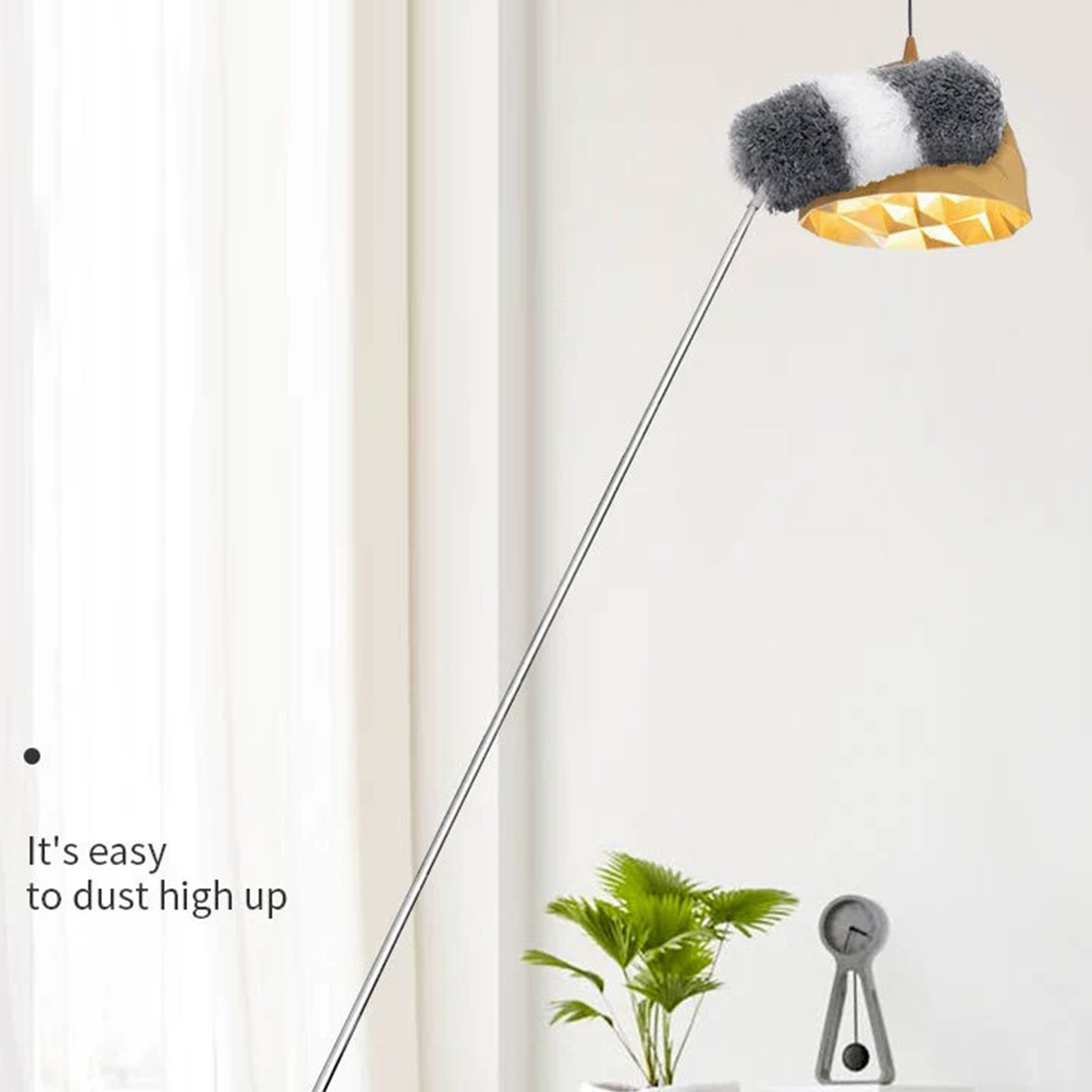 Extendable Feather Duster Long Duster Magic Cobweb Duster Brush - Grey