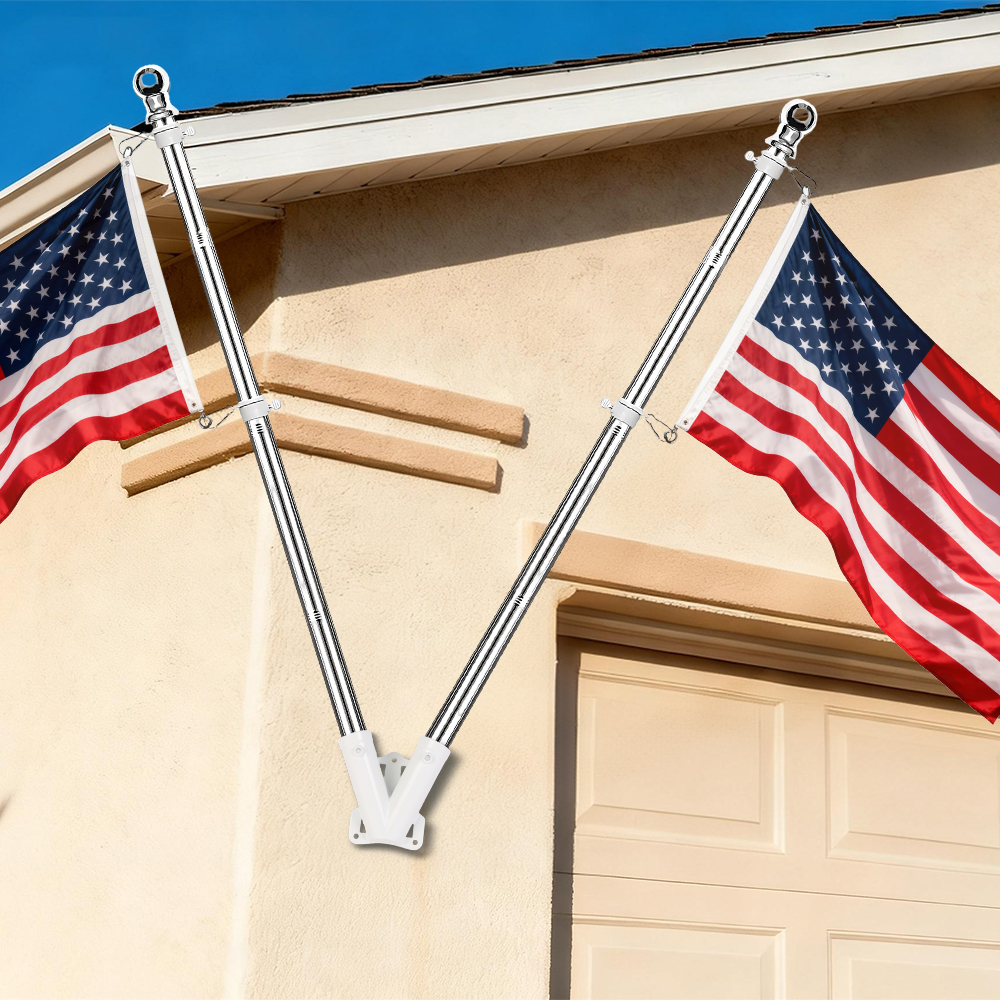 5FT Heavy Duty Flag Pole Stand Holder Bracket House Aluminium Alloy Flagpole