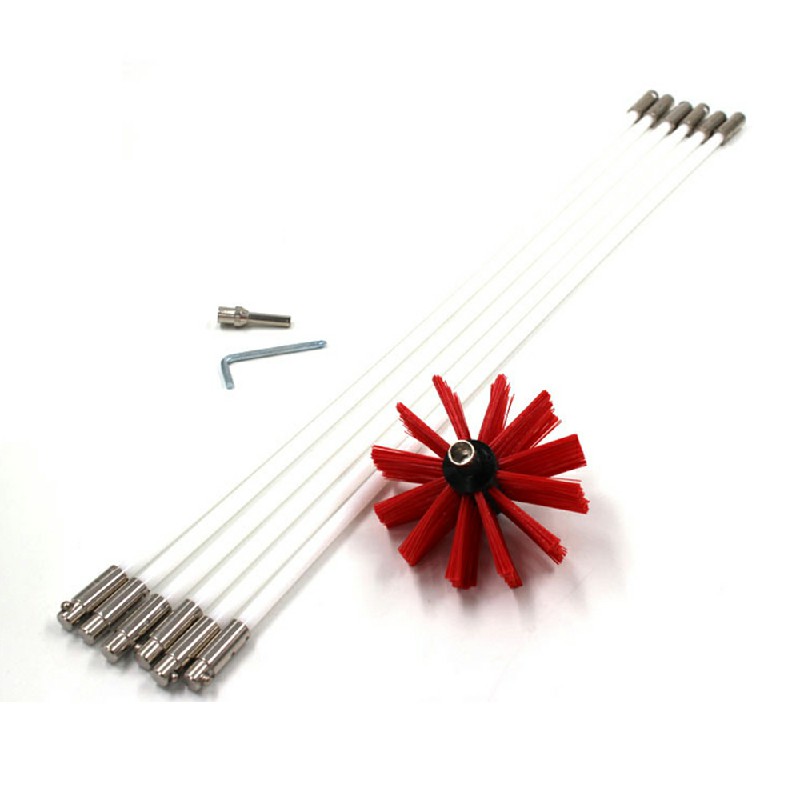 Flexible Chimney Sweep Set Flue Sweeping Brush and Rod Kit Soot Cleaning Rods