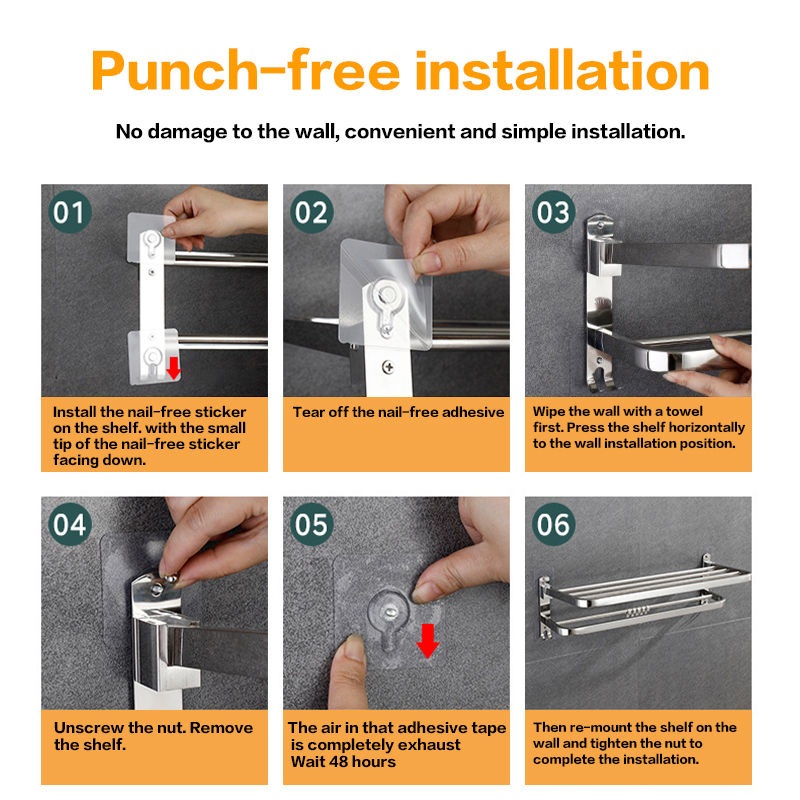 Foldable Bathroom Towel Rack Shower Floating Shelves Over the Toilet Storage Shelf Wall Mounted Hanging Shelves with Towel Rack for Bathroom Kitchen Living Room