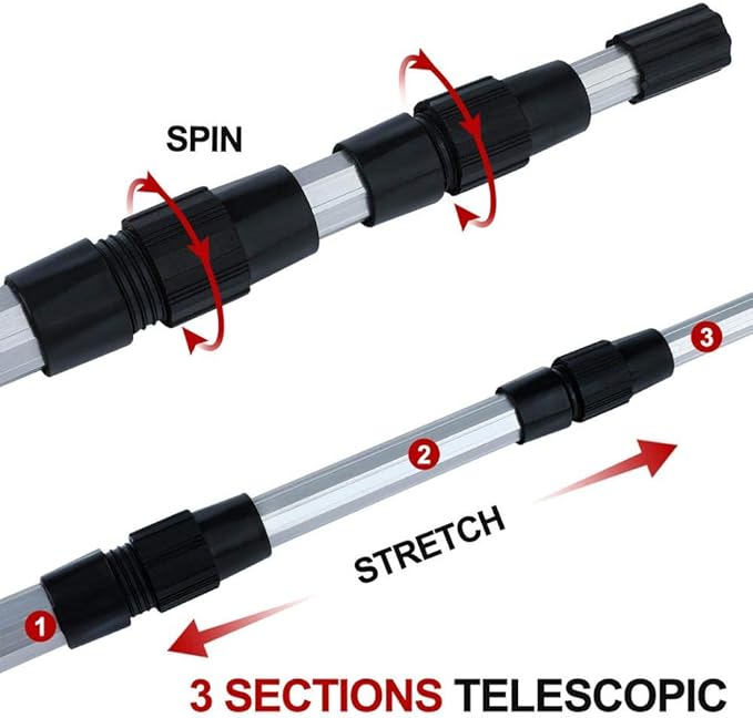 Folding Extending Fishing Net Landing Net Pole Handle 3 Section Telescopic Mesh