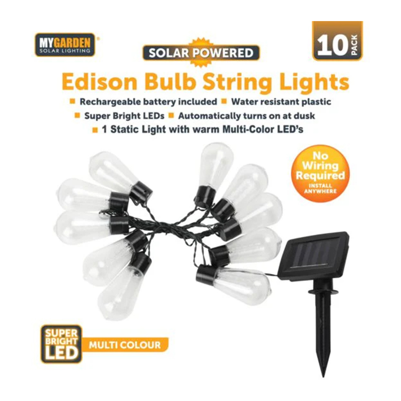 Garden Bulb String Lights 10 Pack 2.25 Metre Multicolour LED