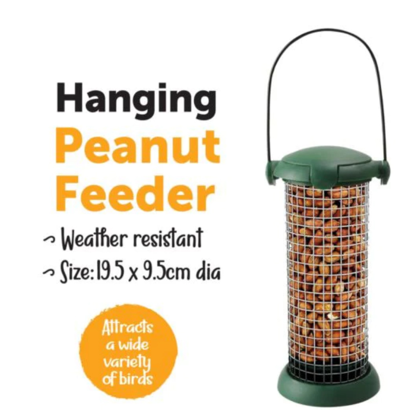 Garden Hanging Bird Peanut Feeder 19.5 x 9.5 cm - Green