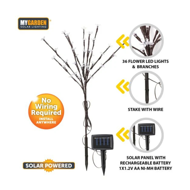 Garden Solar Powered Petal Lights Bright White 71cm 36 LED