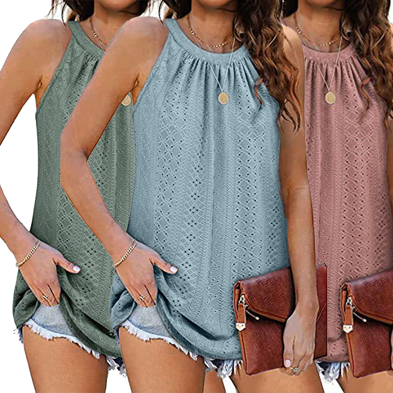 Girls Summer Halter Loose Vest Tank Tops Blouse Ladies Casual Sleeveless Shirt - L Pink