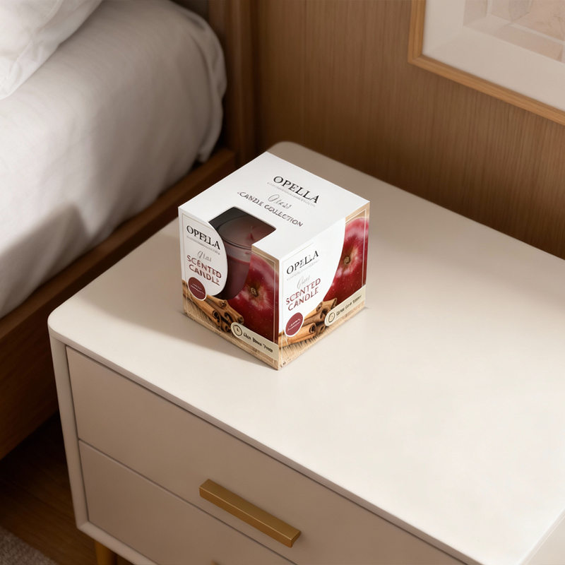 Glass Jar Scented Candle Apple and Cinnamon Fragrance Candles Long Lasting Christmas Gifts