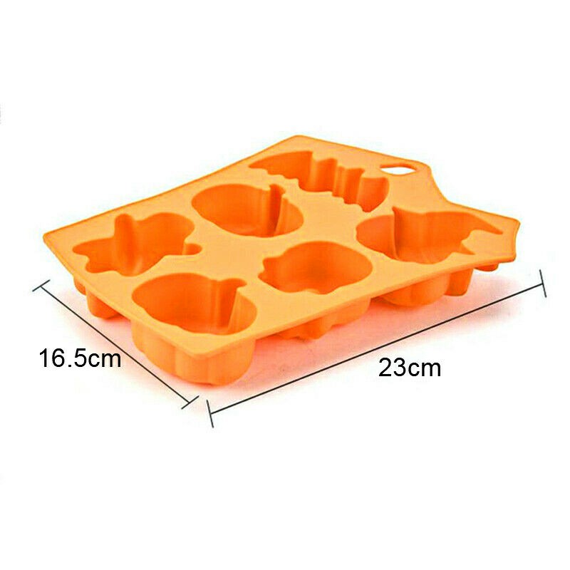 Halloween 6 Pumpkin Ghost Face Bat Skull Silicone Mould Cake Soap Candle Craft
