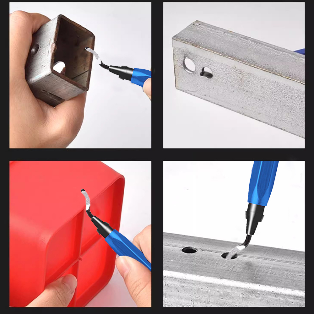 Hand Deburring Tool with 10 Pcs Spare Burr Removal Steel Blades - Blue