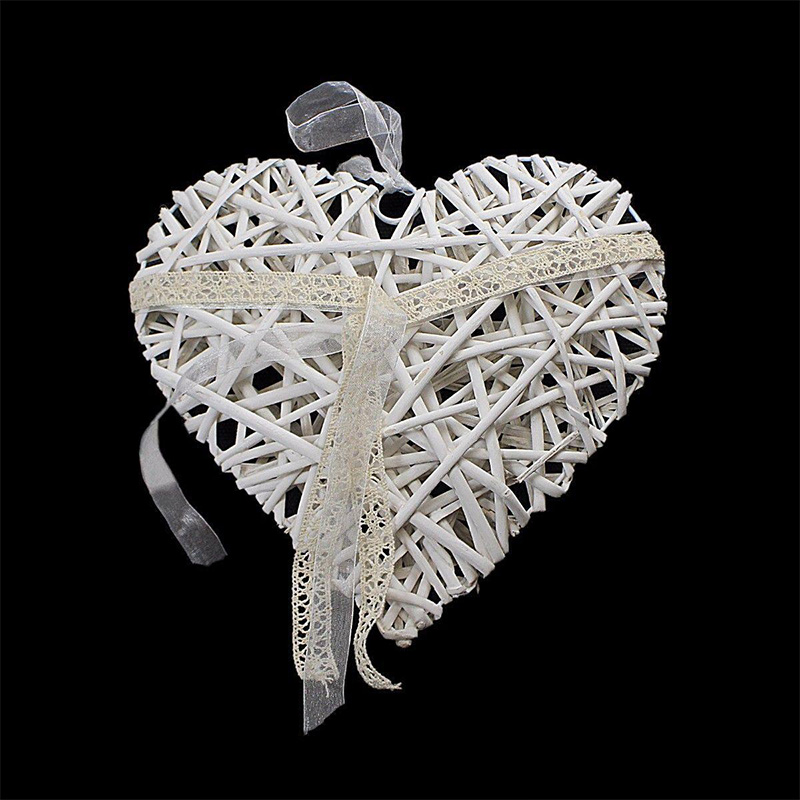 Heart Shaped Straw Hanging Garland for Home Decor Funeral Decor 20cm