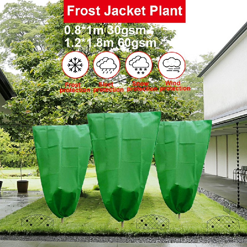 Heavy Duty Frost Protection Fleece Plant Covers Jacket Bush Tree 80x100cm - 30gsm