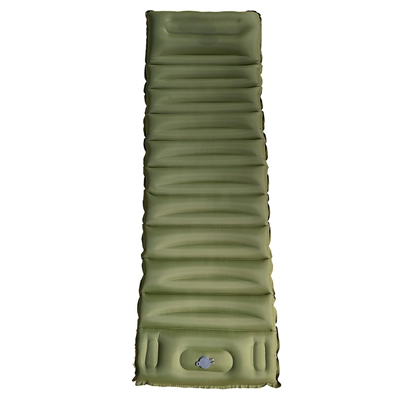 High Qaulity Thicken Inflating Camping Sleeping Mat with Pillow Ultralight Camping Mattress for Camping - Green