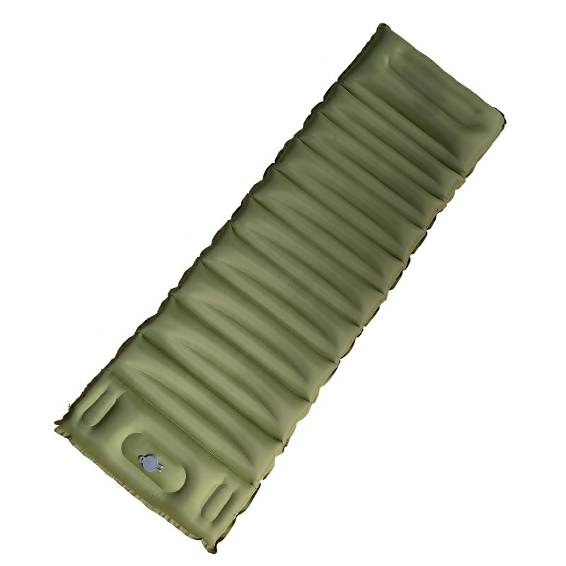 High Qaulity Thicken Inflating Camping Sleeping Mat with Pillow Ultralight Camping Mattress for Camping - Green