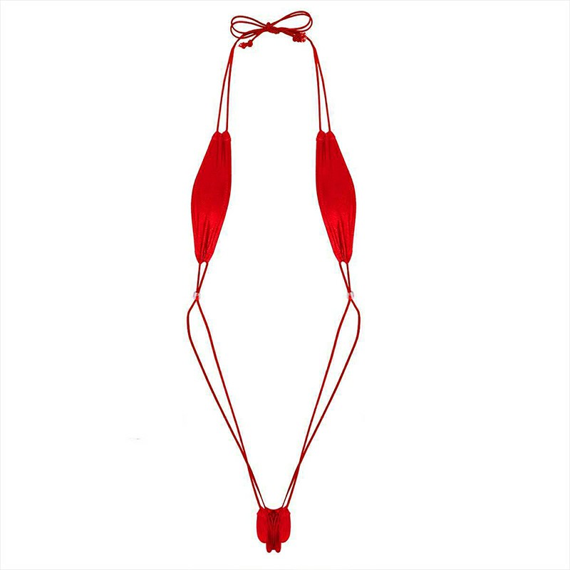 Lady Micro Bikini Swimwear G-String Bra and Thong Swimsuit - Red