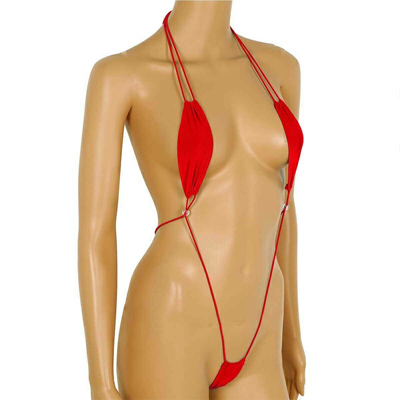 Lady Micro Bikini Swimwear G-String Bra and Thong Swimsuit - Red