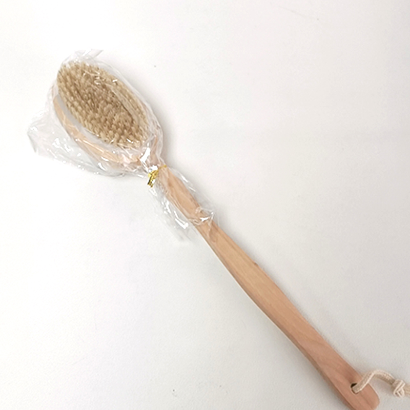 Long Handle Wood Double Sided Bath Brush Body Shower Bristle Massage 40cm