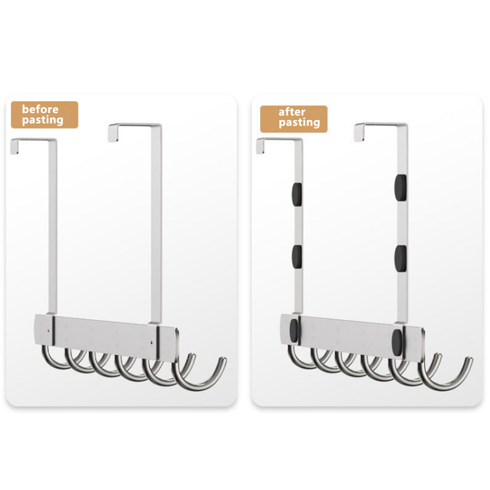 Long Over The Door Hooks Stainless Steel Towel Rack Hooks - 6 Hooks