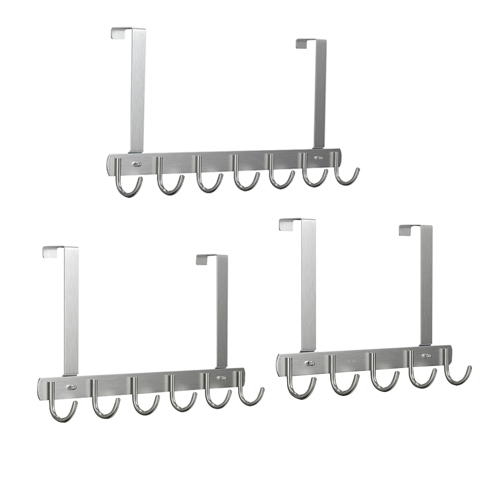 Long Over The Door Hooks Stainless Steel Towel Rack Hooks - 6 Hooks
